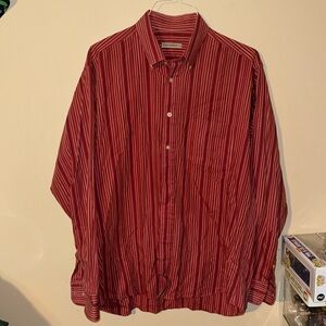 Burberry London Large Red Striped Vintage Dress Shirt
